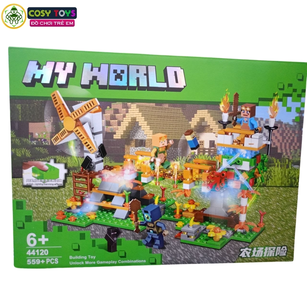 Đồ chơi lắp ghép xếp hình My world kèm nhân vật với nhiều chủ đề từ 426-423-562-559 mảnh ghép cho bé