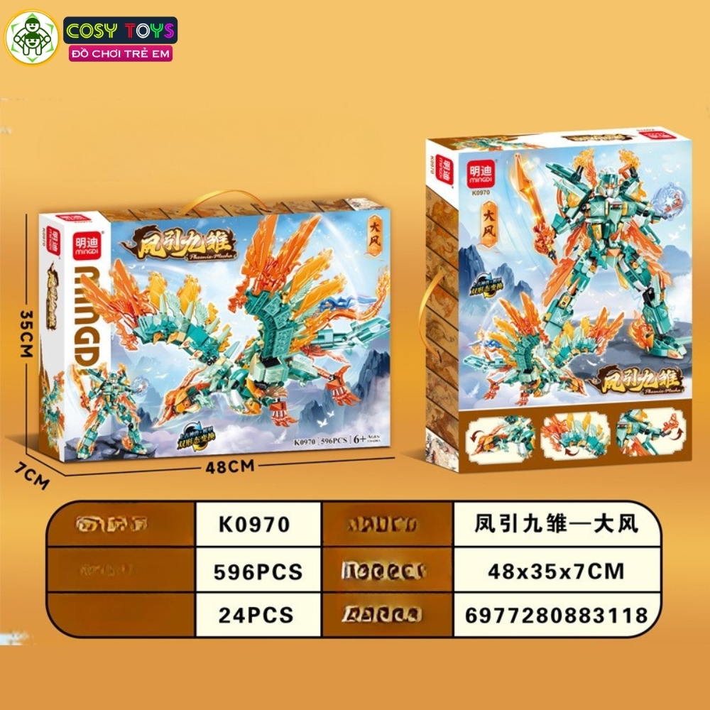 Đồ chơi xếp hình lắp ghép phượng hoàng biến hình người máy 2 trong 1 với 629 - 603 - 596 chi tiết cho bé