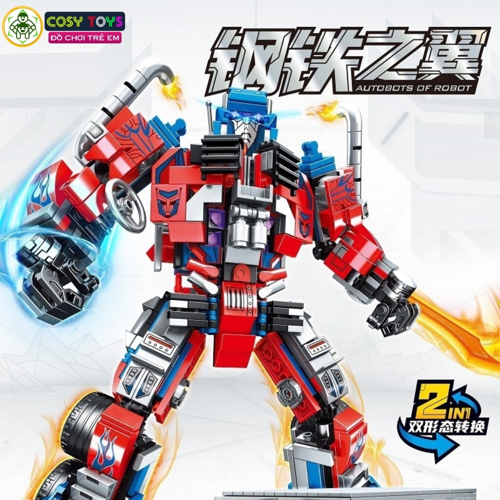 Đồ chơi lắp ghép xếp hình chiến binh robot optimus prime biến hình 2 trong 1 thành xe tải đầu kéo với 848 chi tiết