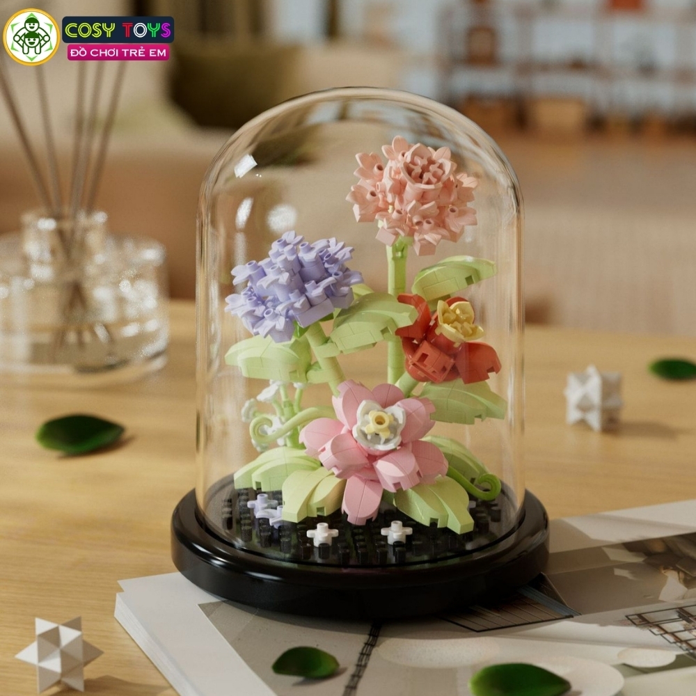 Đồ chơi lắp ghép xếp hình đóa hoa nghệ thuật đủ màu sắc với 254 chi tiết