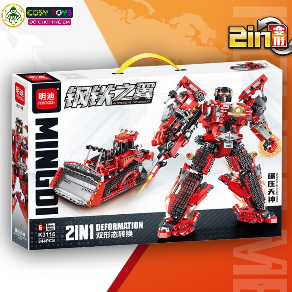 Đồ chơi lắp ghép xếp hình robot biến hình 2 trong 1 thành xe với hơn 797- 821 - 844 chi tiết cho bé