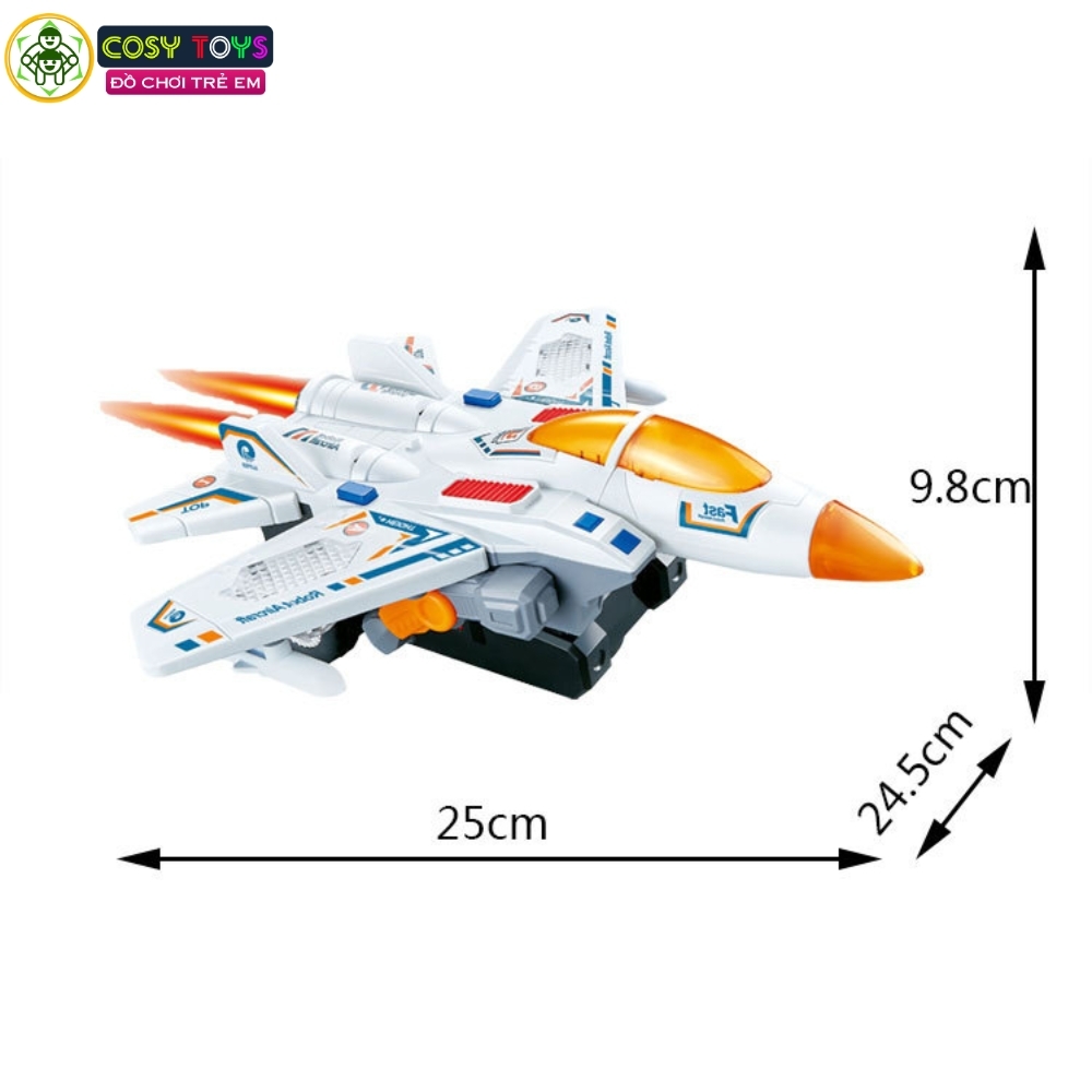 Đồ chơi máy bay biến hình thành robot có đèn và nhạc cho bé