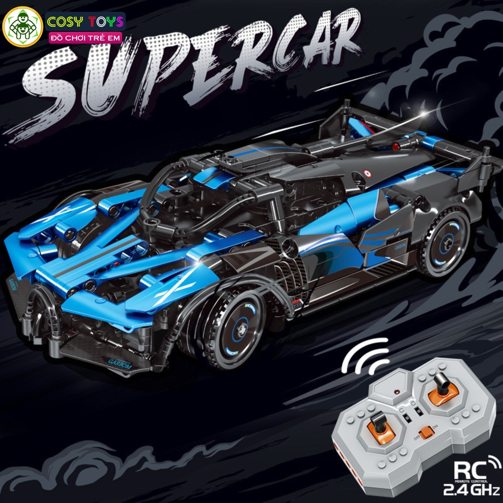 Đồ chơi xếp hình lắp ghép mô hình xe thể thao mẫu mới có động cơ điều khiển từ xa với 400 chi tiết cho bé