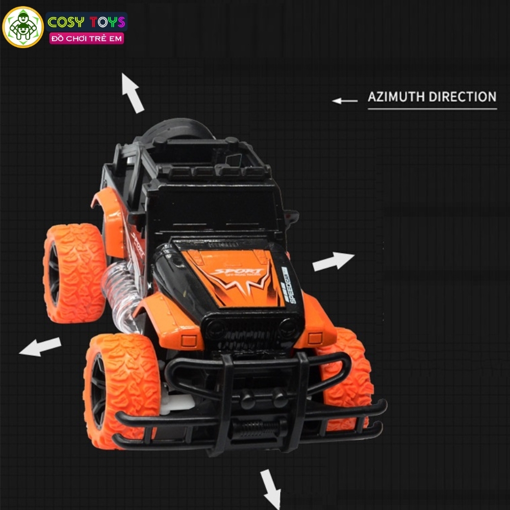 Đồ chơi xe thể thao địa hình có điều khiển 4 chiều màu cam có đèn đủ màu bên hông xe cho bé
