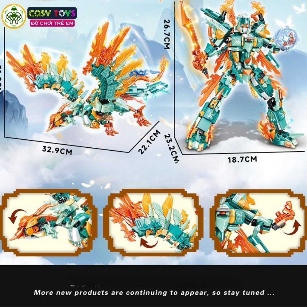 Đồ chơi xếp hình lắp ghép phượng hoàng biến hình người máy 2 trong 1 với 629 - 603 - 596 chi tiết cho bé