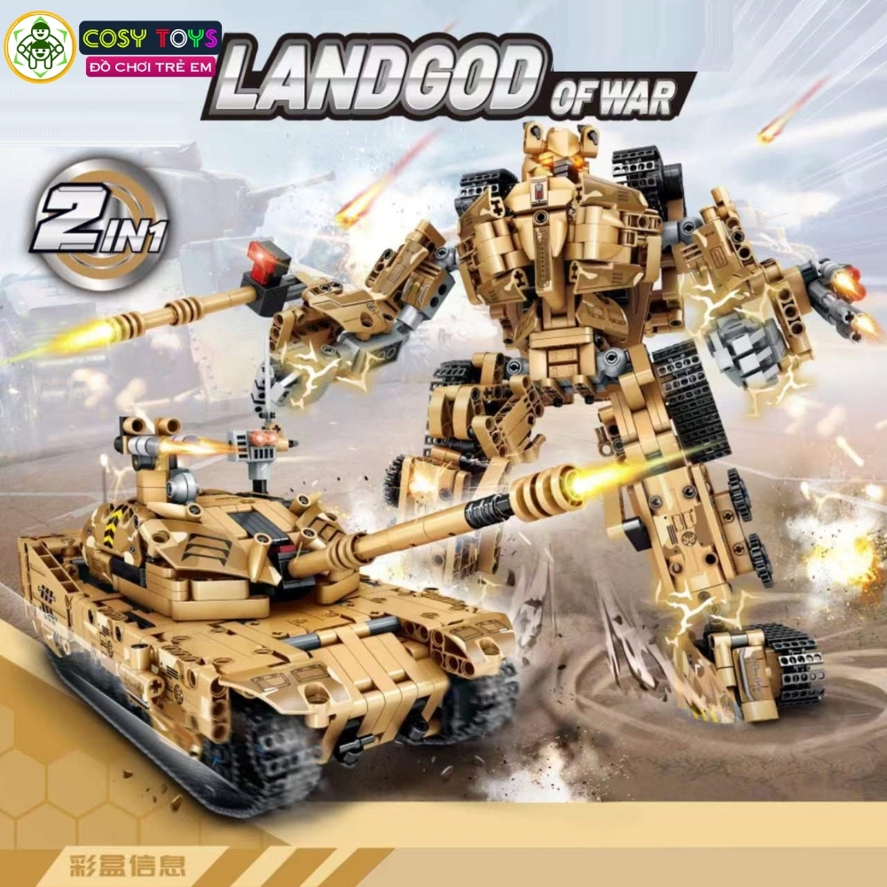 Đồ chơi lắp ghép xếp hình 2 trong 1 xe tăng, máy bay, trực thăng và mô tô biến hình thành robot cỡ lớn với hơn 946 - 1326 - 919 - 933 chi tiết