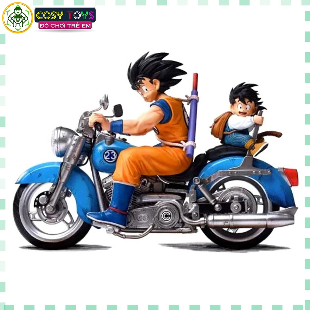 Mô Hình DragonBall 2 cha con Goku lái xe cao 16cm rộng 20 cm nặng 600g , Figure DragonBall