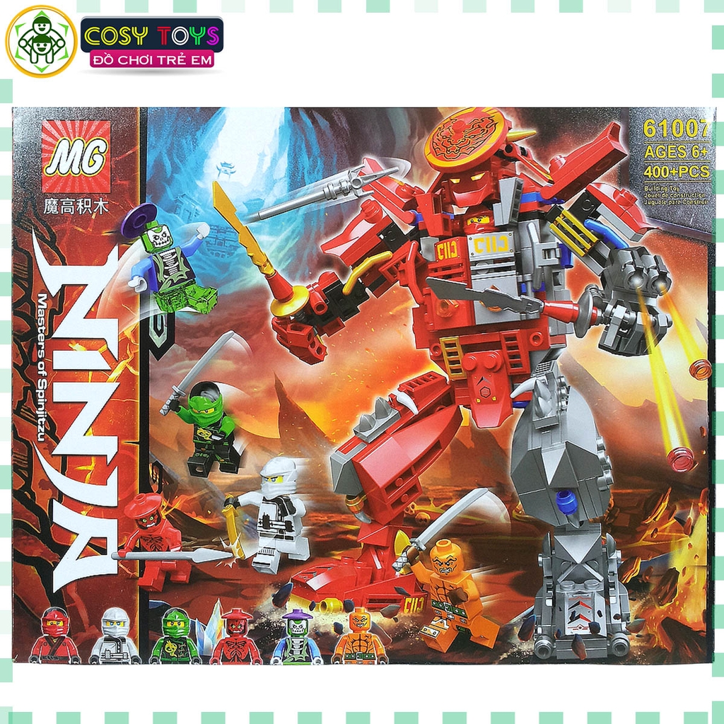 Đồ chơi lắp ghép xếp hình Ninjago giáp hợp thể của Kai và Cole với hơn 400 chi tiết