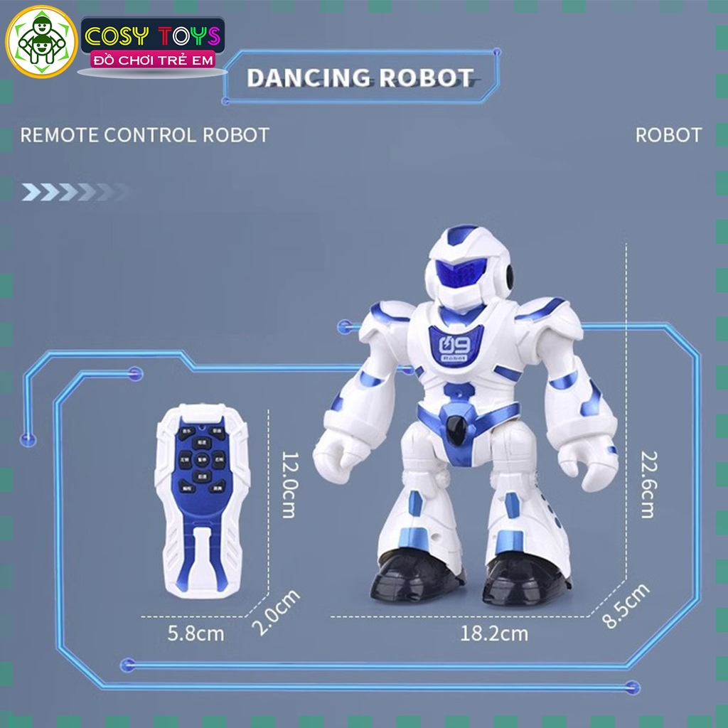 Đồ chơi robot siêu nhân có điều khiển mẫu mới nhiều chế độ điều khiển, di chuyển khác nhau, có đèn và nhạc cho bé