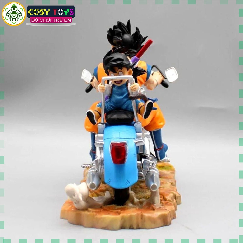 Mô Hình DragonBall 2 cha con Goku lái xe cao 16cm rộng 20 cm nặng 600g , Figure DragonBall