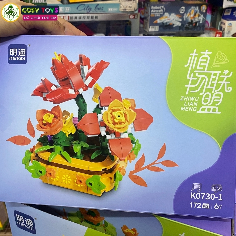 Đồ chơi lắp ghép xếp hình set bó hoa đủ mẫu hoa khoe sắc cho bé