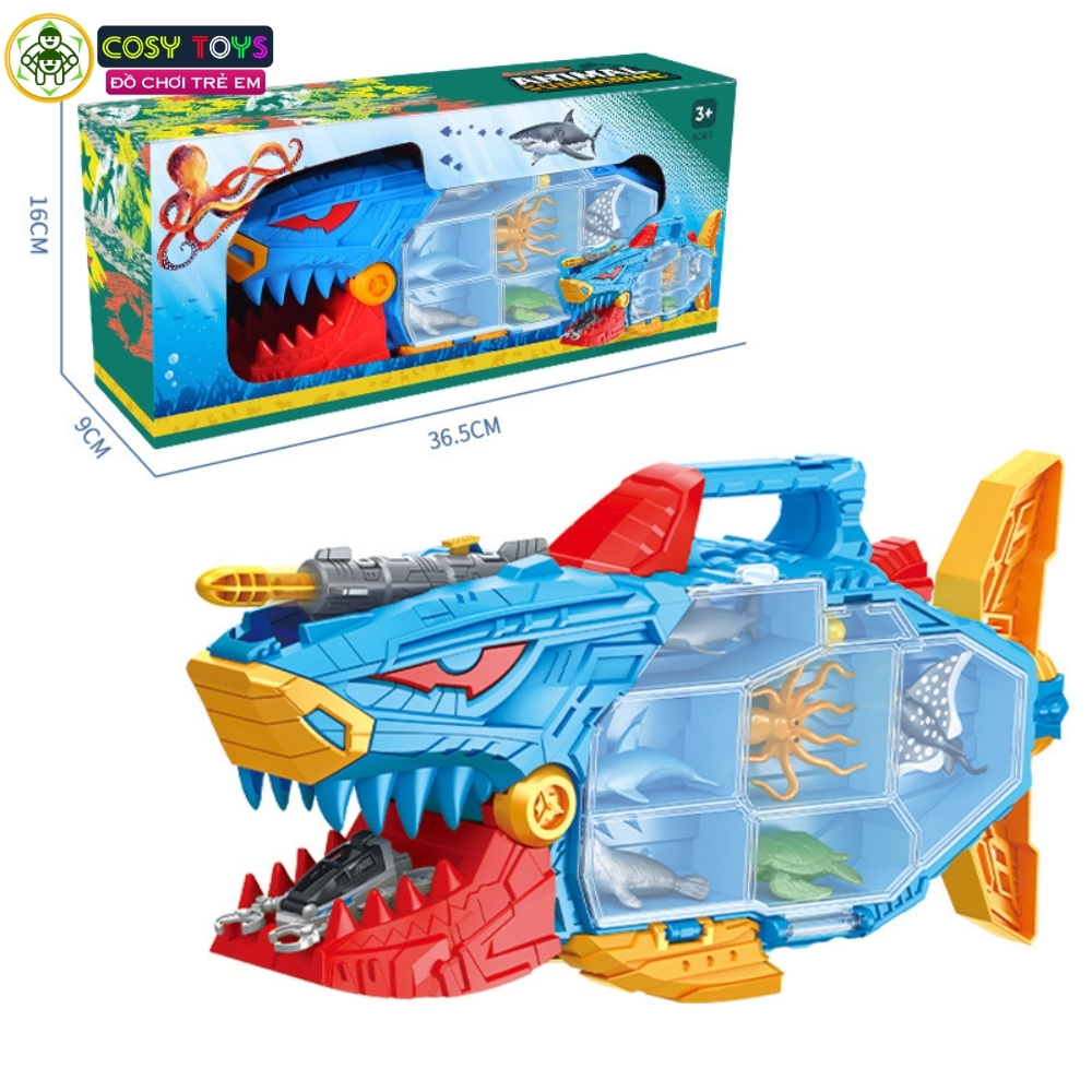 Đồ chơi tàu ngầm cá mập chở sinh vật biển mới cao cấp cho bé