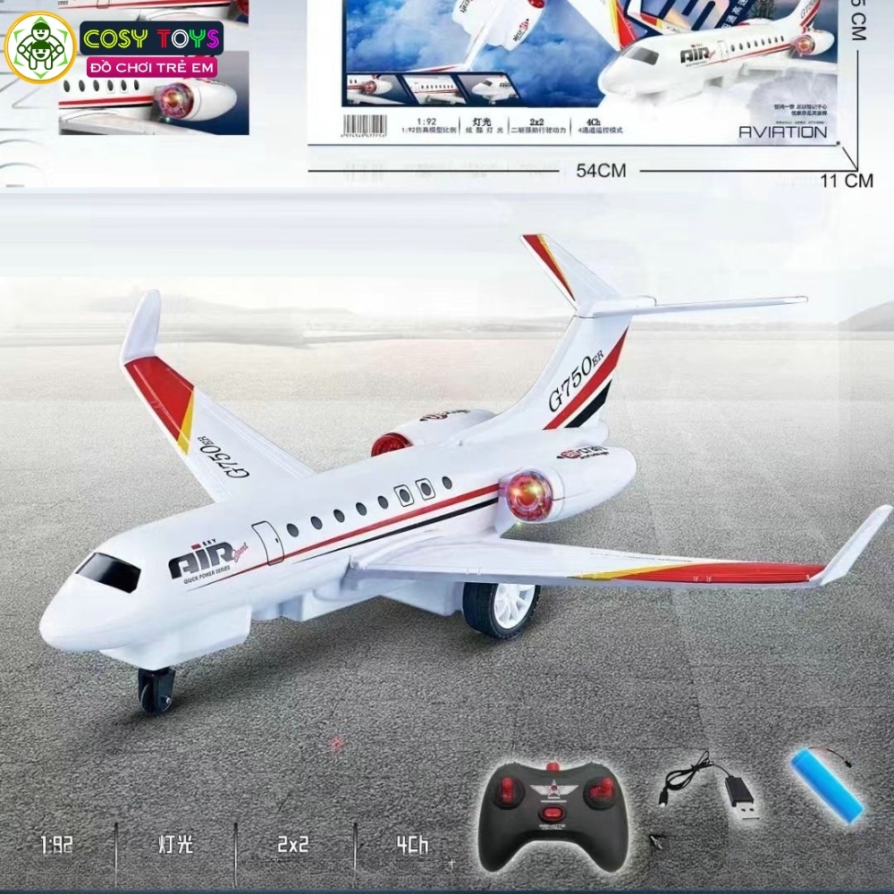 Đồ chơi máy bay chở khách cỡ lớn mẫu mới có đèn và điều khiển từ xa cho bé