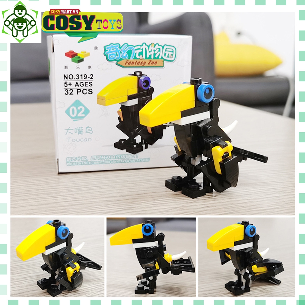 Đồ chơi lắp ghép xếp hình 08 con thú ở Fantasy Zoo với 31pics