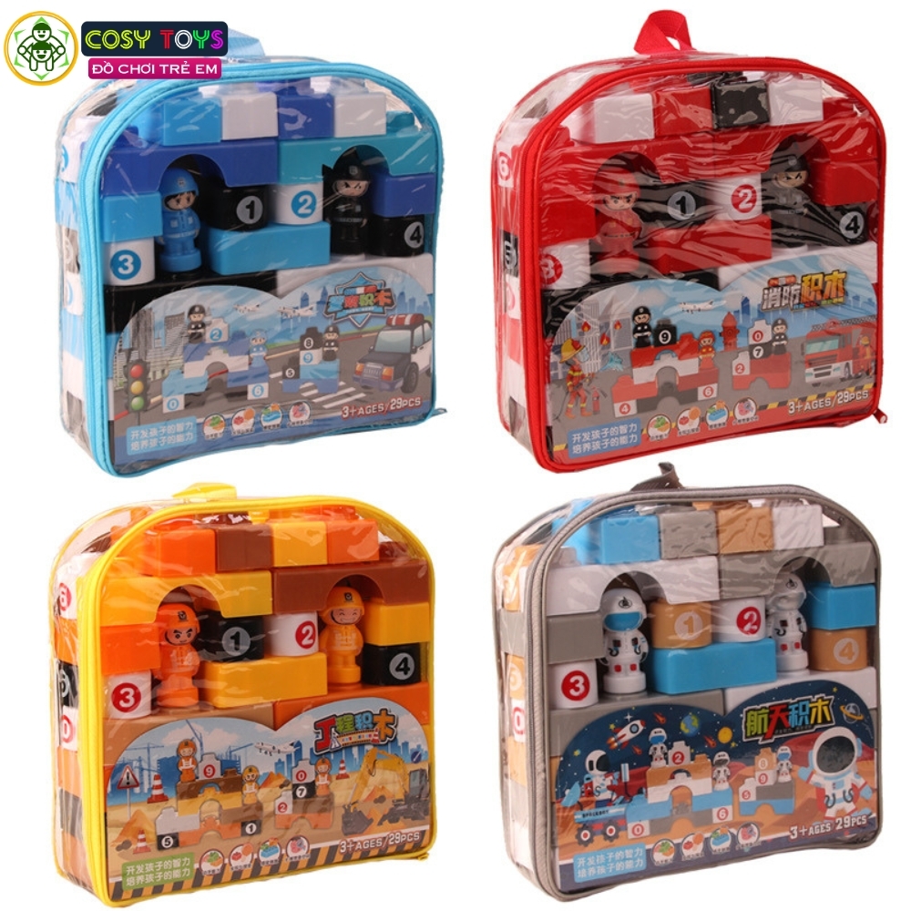 Túi xếp hình nhân vật mô hình cứu hỏa - quân đội với 29 chi tiết