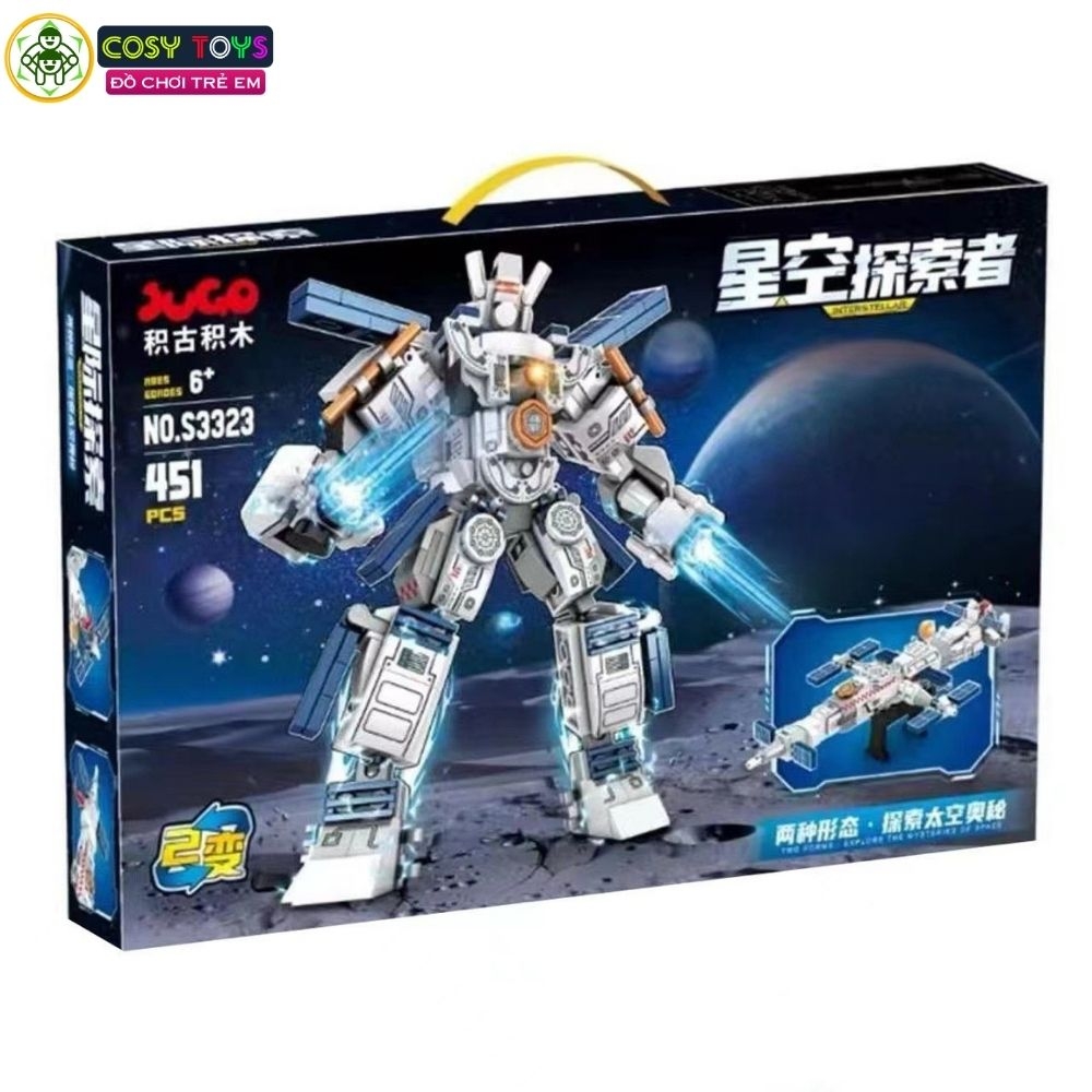 Đồ chơi lắp ghép xếp hình chiến binh biến hình tàu vũ trụ với 451 chi tiết