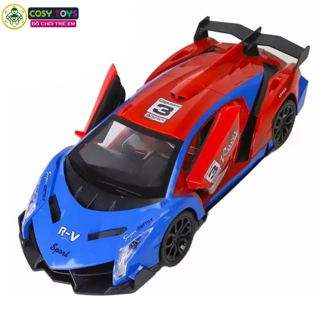 Đồ chơi xe đua thể thao đỏ xanh có điều khiển từ xa 4 chiều cho bé