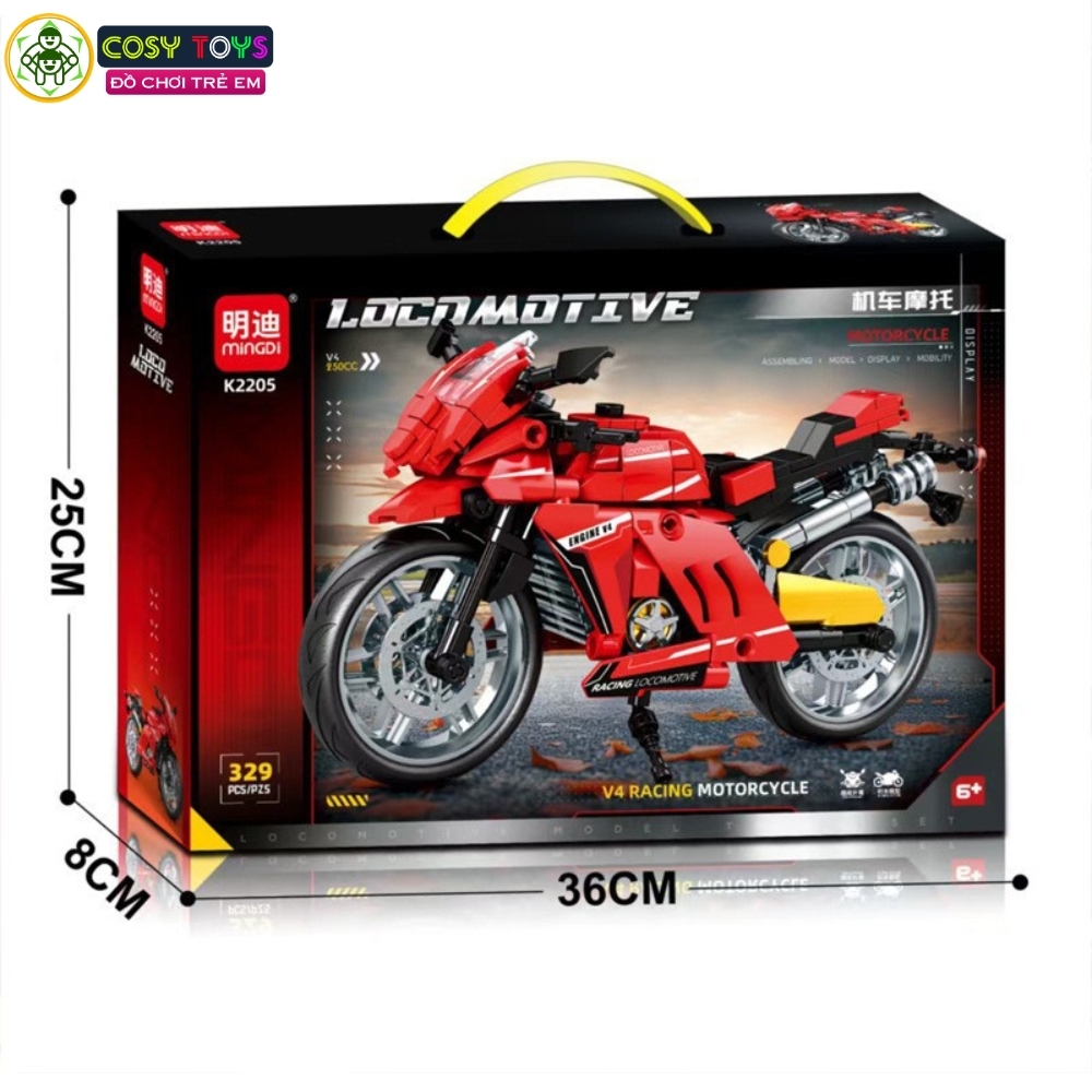Đồ chơi lắp ghép xếp hình các mẫu xe moto thể thao với 329-341-343 mảnh ghép cho bé