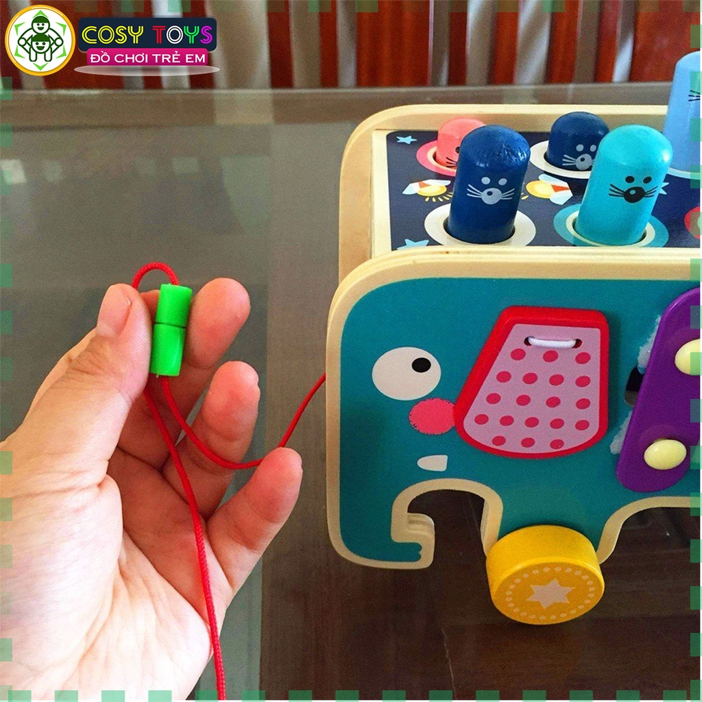 Đồ chơi đập chuột kèm đàn gỗ và thả động vật 3 trong 1 cho bé