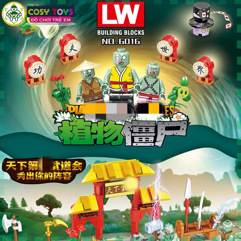 Đồ chơi lắp ghép xếp hình lắp ráp hoa quả đại chiến zoombie với 348 chi tiết