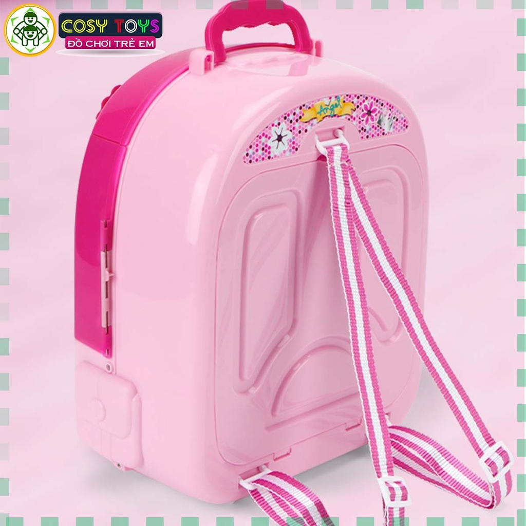 Đồ chơi vali trang điểm 3 trong 1 vừa làm phòng trang điểm-căn phòng búp bê và vali đeo cho bé