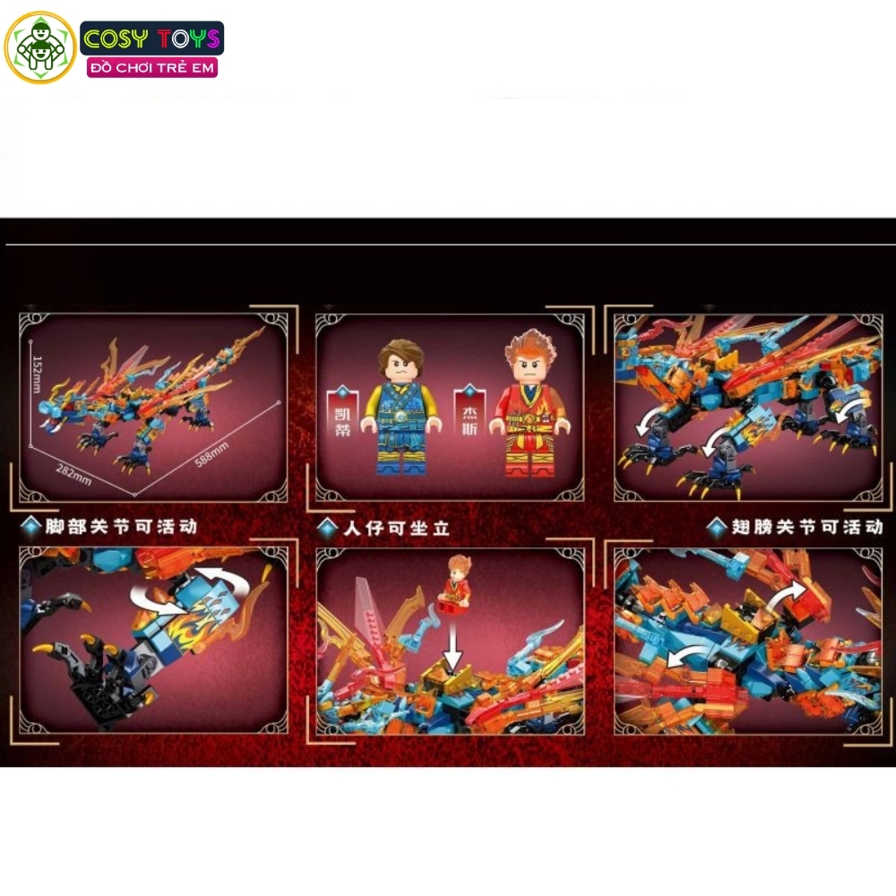 Đồ chơi lắp ghép xếp hình rồng vàng ninja với 786 chi tiết