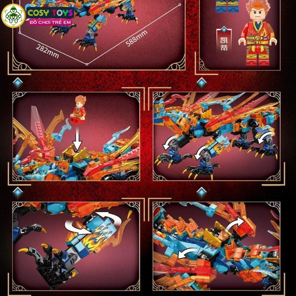 Đồ chơi lắp ghép xếp hình rồng vàng ninja với 786 chi tiết