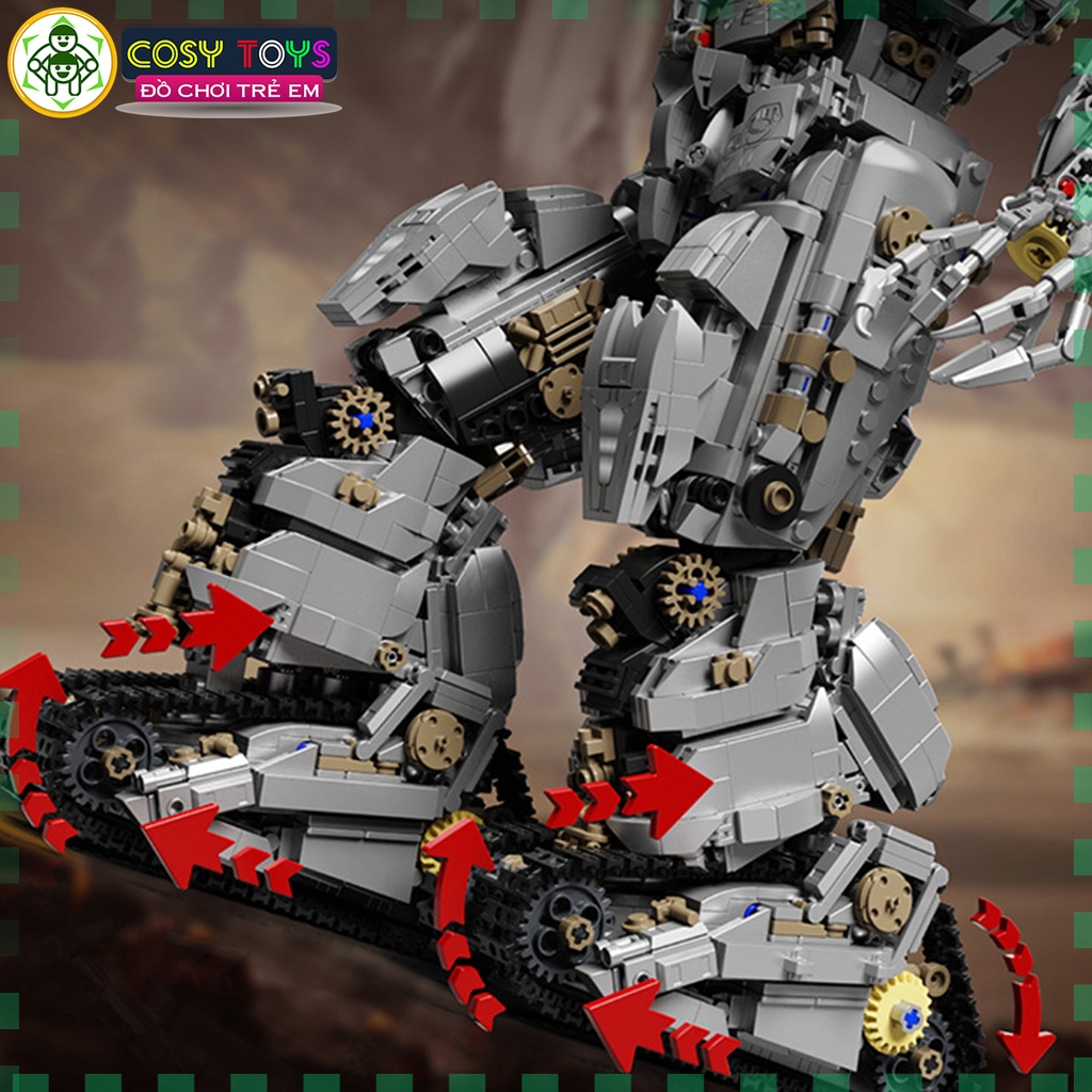 Đồ chơi lắp ghép xếp hình T.ank Mega Commander Decepticon cỡ lớn có block phát sáng kèm nhiều chi tiết chuyển động với 4052 mảnh ghép cho bé