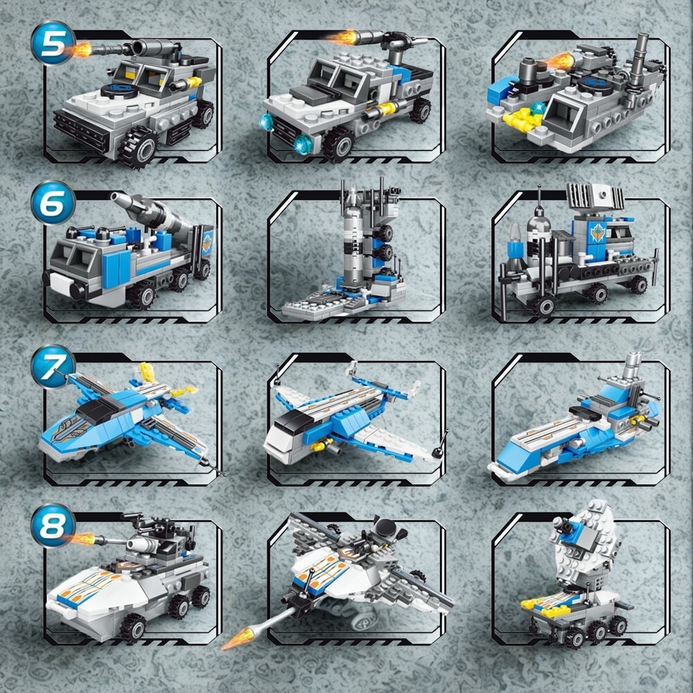 Đồ chơi lắp ghép xếp hình tàu cảnh sát biển 8 trong 1 với 954 mảnh ghép cho bé