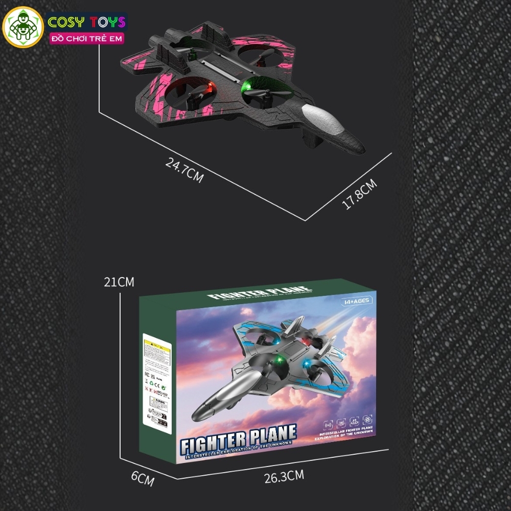 Đồ chơi mô hình máy bay điều khiển từ xa bằng xốp mẫu mới với 4 cánh lớn, có nhào lộn 360 độ cho bé