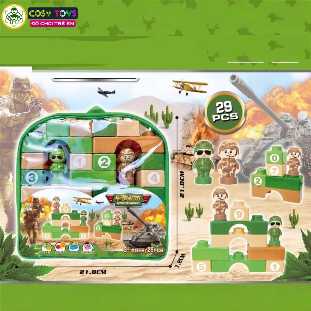 Túi xếp hình nhân vật mô hình cứu hỏa - quân đội với 29 chi tiết