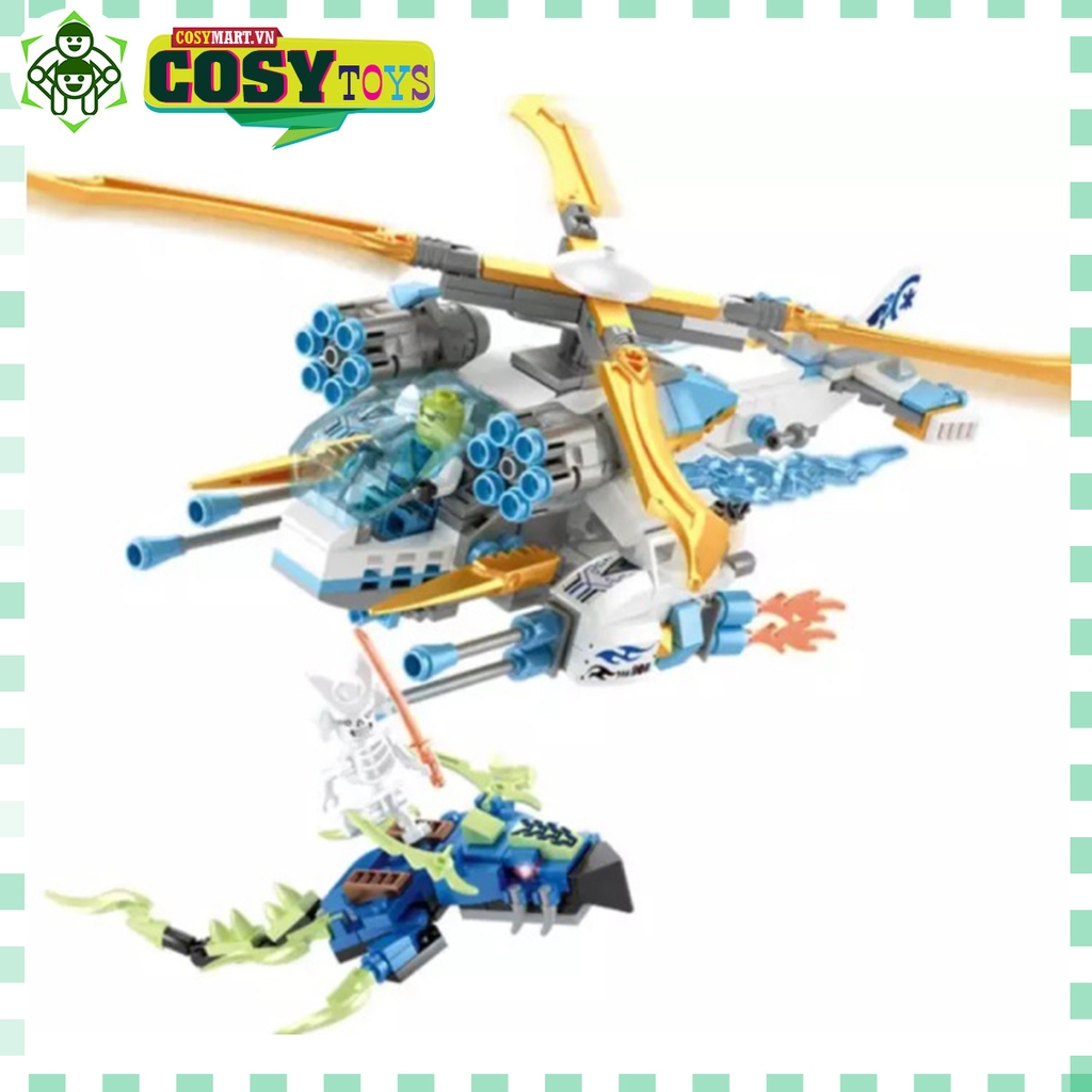 Đồ chơi lắp ghép xếp hình máy bay trực thăng ShuriCopter của Jane ninjago với 477 mảnh ghép