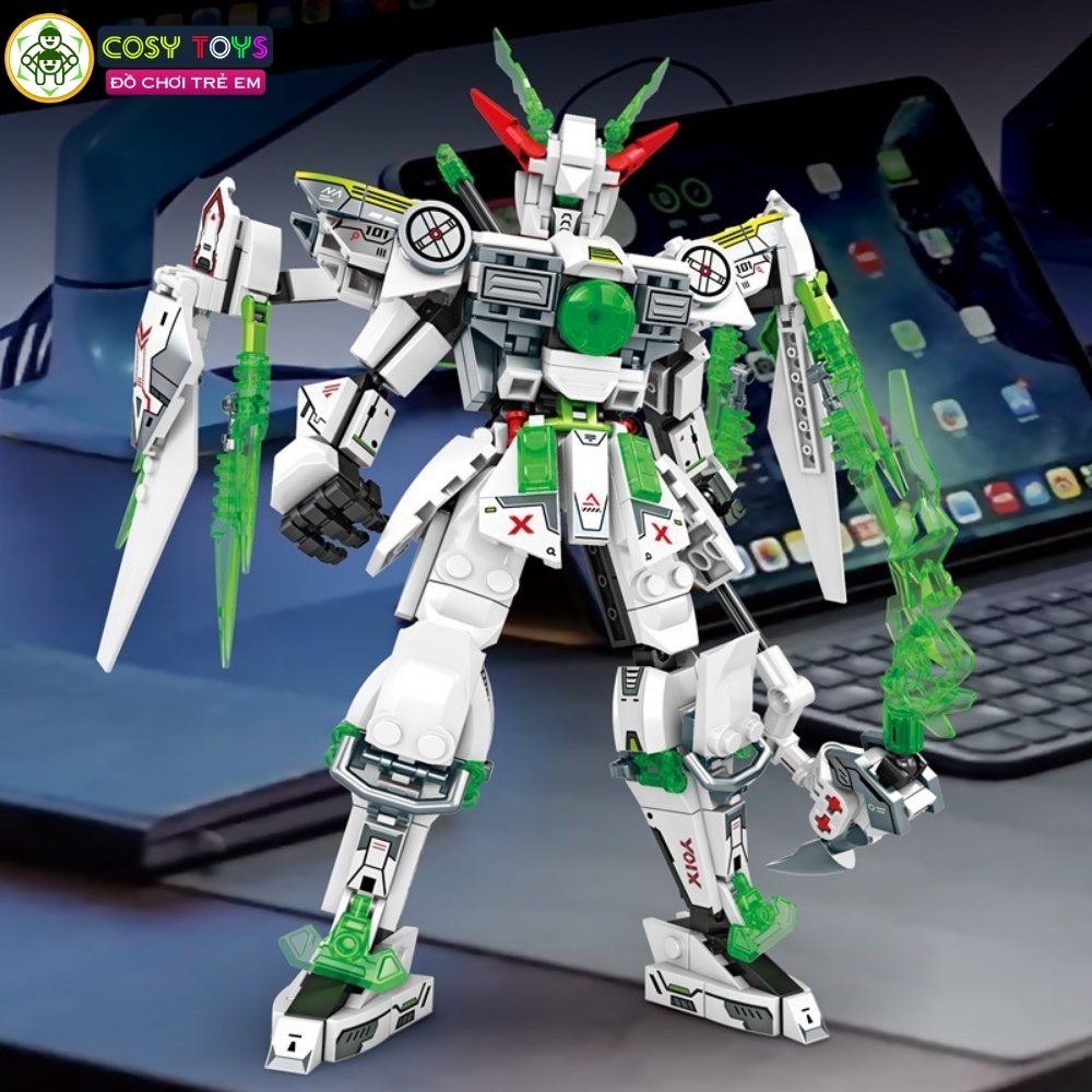 Đồ chơi lắp ghép xếp hình robot Mecha Warior - Universe mẫu mới với kiếm laser 454-457 chi tiết cho bé