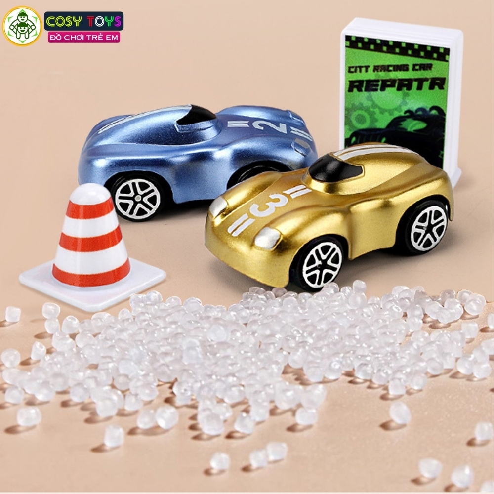 Đồ chơi gara ô tô gồm trạm đỗ xăng, ngã ba chuyển xe với 3 tầng kèm 4 xe ô tô với 138 chi tiết cho bé