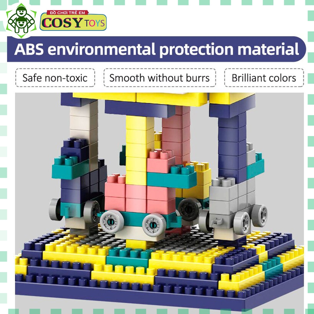 Đồ chơi lắp ghép xếp hình lắp ráp đoàn tàu thú cưng với 158 chi tiết