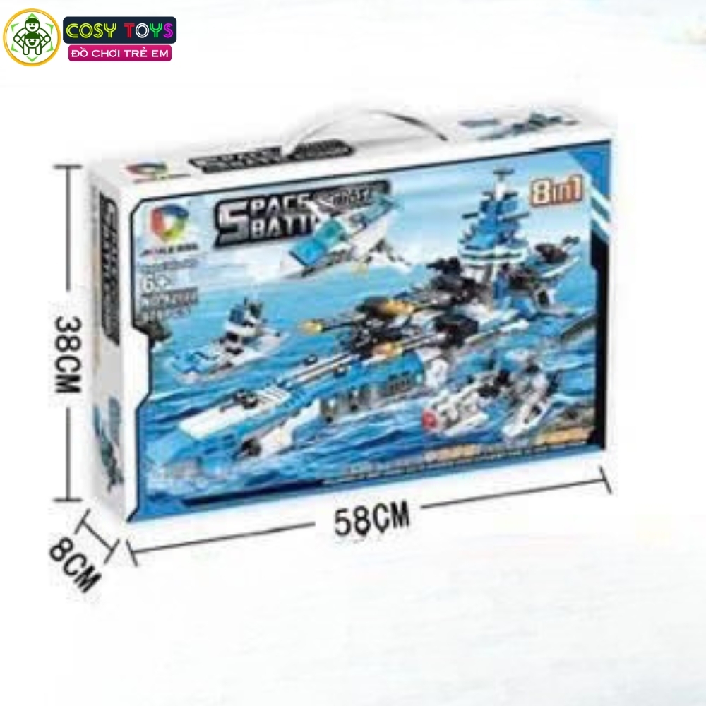 Đồ chơi lắp ghép xếp hình tàu cảnh sát biển 8 trong 1 với 954 mảnh ghép cho bé