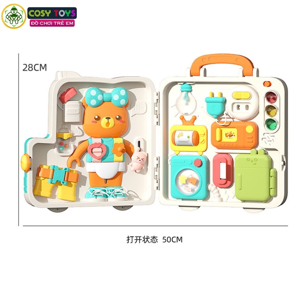 Đồ chơi vali bận rộn đa chức năng vui nhộn nhiều trò chơi sáng tạo và tư duy dành cho các bé từ 3 tuổi trở lên