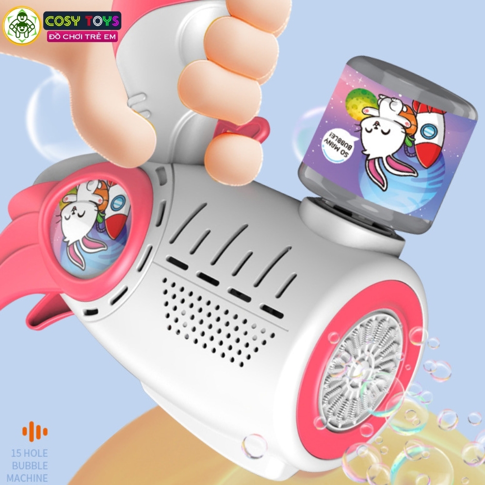 Đồ chơi máy bắn bong bóng xà phòng chạy pin đủ màu sắc cho bé