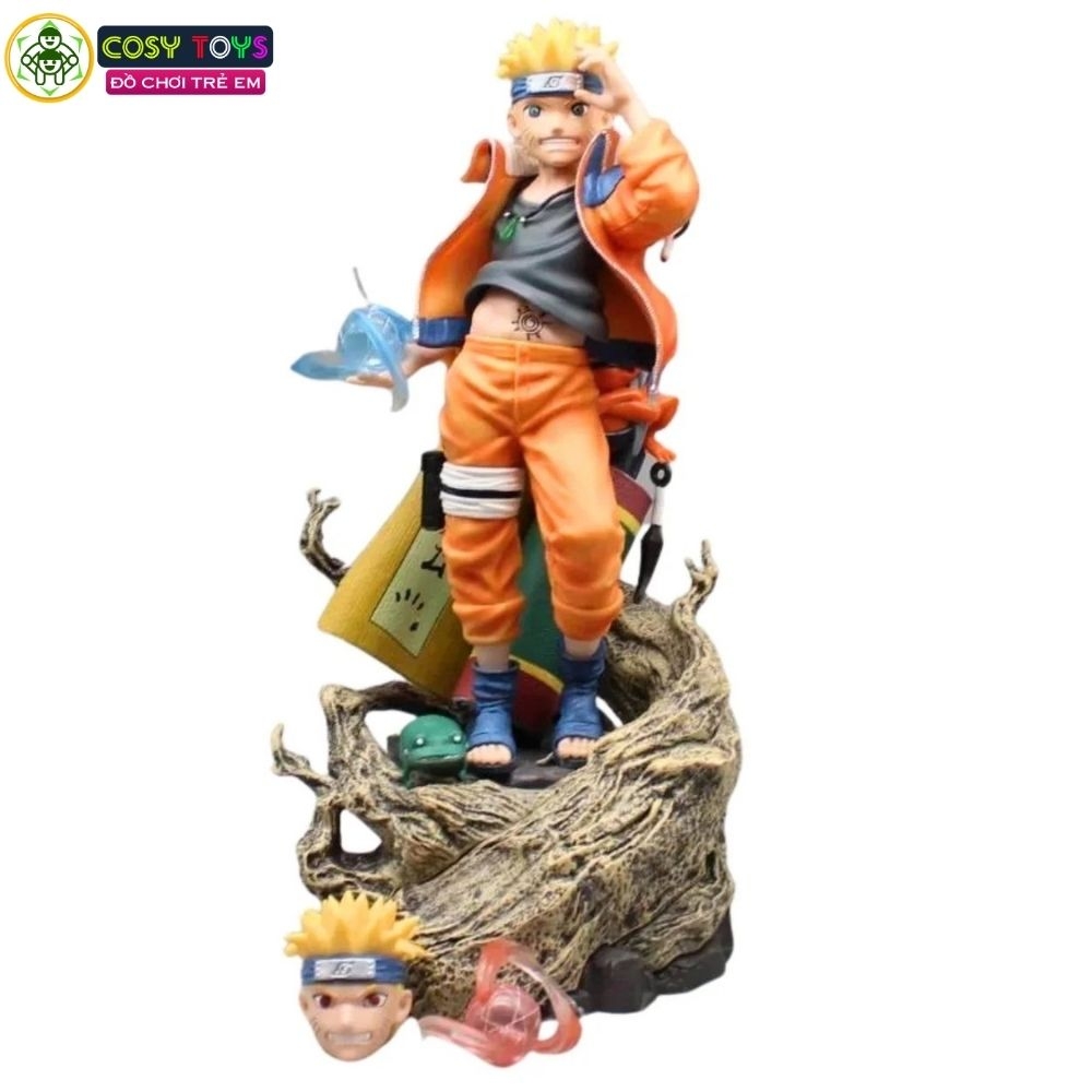 Mô hình Naruto dáng đứng siêu ngầu - Cao 30cm - ngang 12cm - nặng 1kg5 - Phụ kiện : 2 đầu thay thế + 2 rasegan + 1 mô hình cóc - Figure Naruto - có hộp màu