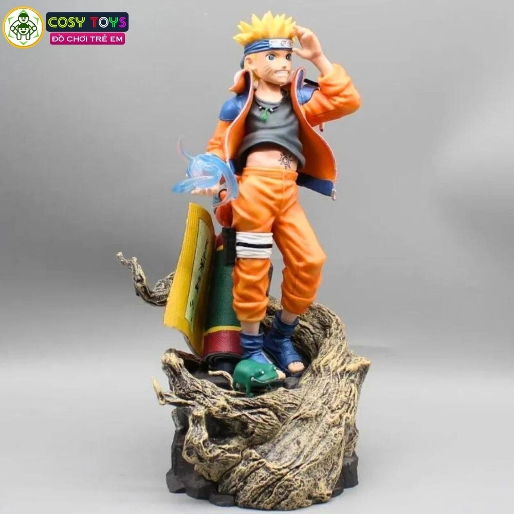 Mô hình Naruto dáng đứng siêu ngầu - Cao 30cm - ngang 12cm - nặng 1kg5 - Phụ kiện : 2 đầu thay thế + 2 rasegan + 1 mô hình cóc - Figure Naruto - có hộp màu