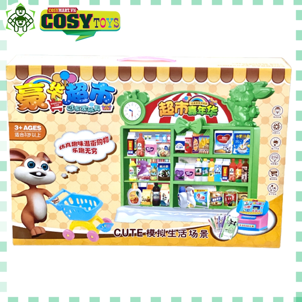 Bộ đồ chơi siêu thị cao cấp với nhiều đồ siêu thị, máy tính tiền vui nhộn cho bé