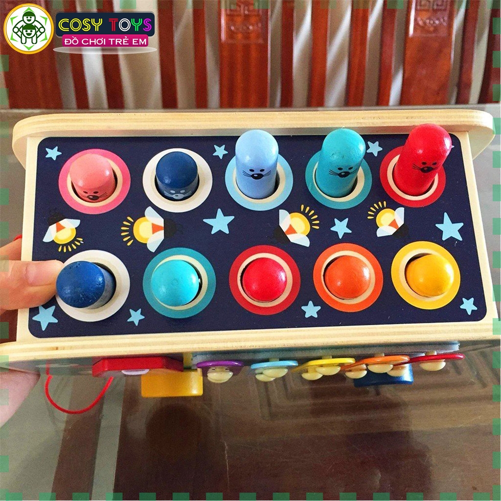 Đồ chơi đập chuột kèm đàn gỗ và thả động vật 3 trong 1 cho bé