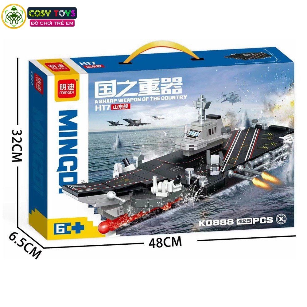 Đồ chơi lắp ghép xếp hình tàu sân bay với hơn 425 chi tiết