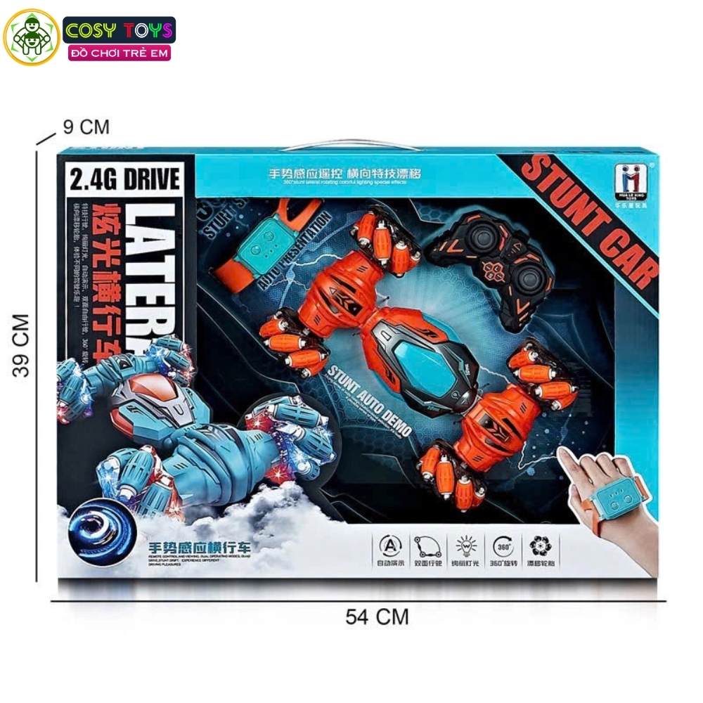 Đồ chơi xe đua bánh xoắn stunt racer xoay 360 độ có điều khiển từ xa và cử chỉ 4 chiều cho bé