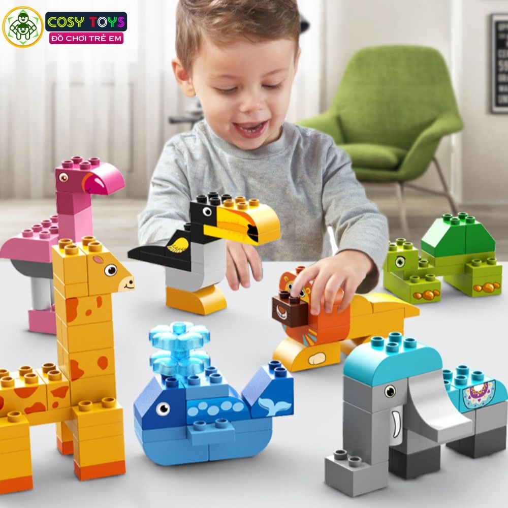 Đồ chơi lắp ghép xếp hình duplo các con thú dễ thương với 102 chi tiết dành cho bé từ 3 tuổi trở lên