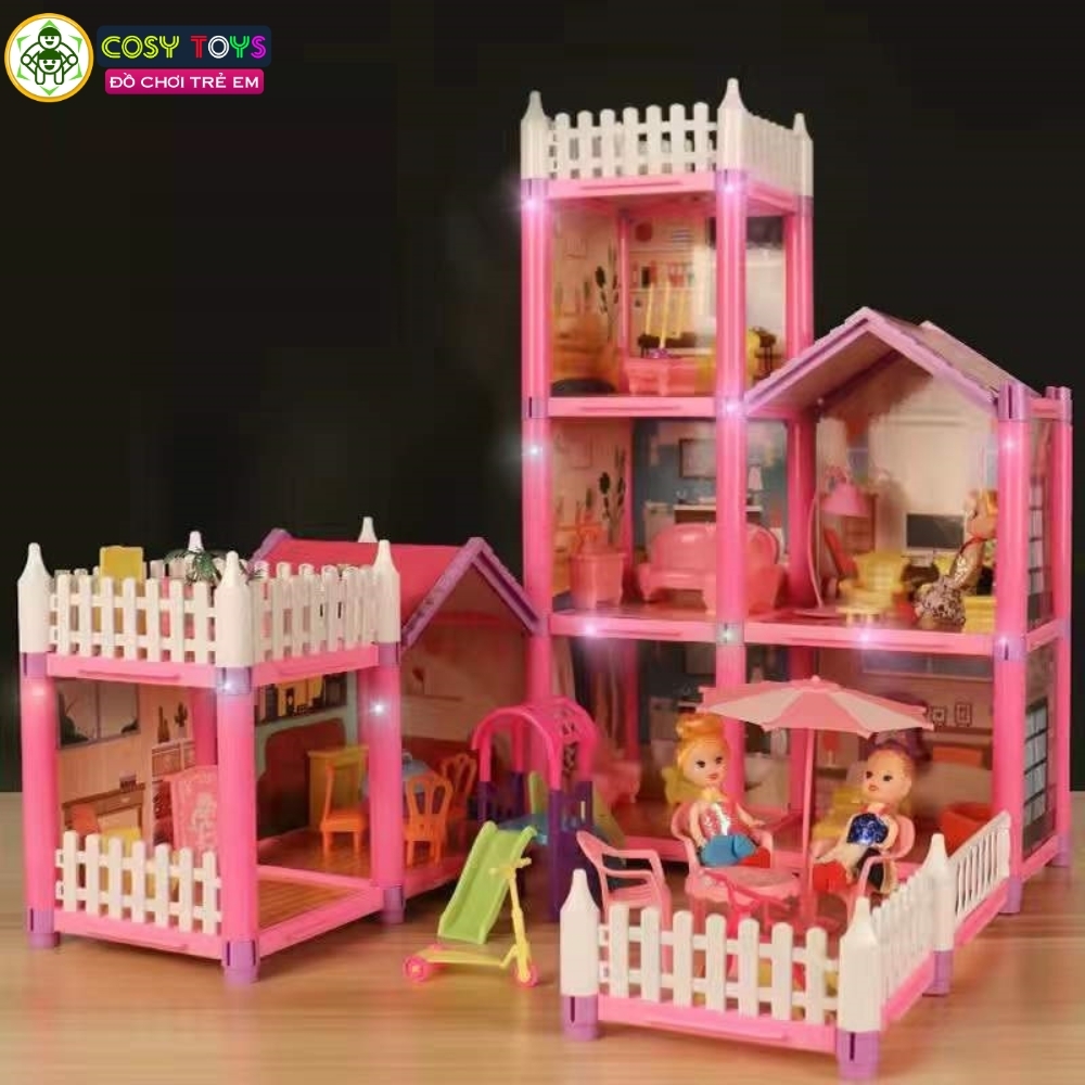 Đồ chơi lắp ghép ngôi nhà villa búp bê cao cấp với đầy đủ vật dụng, đồ dùng cho bé