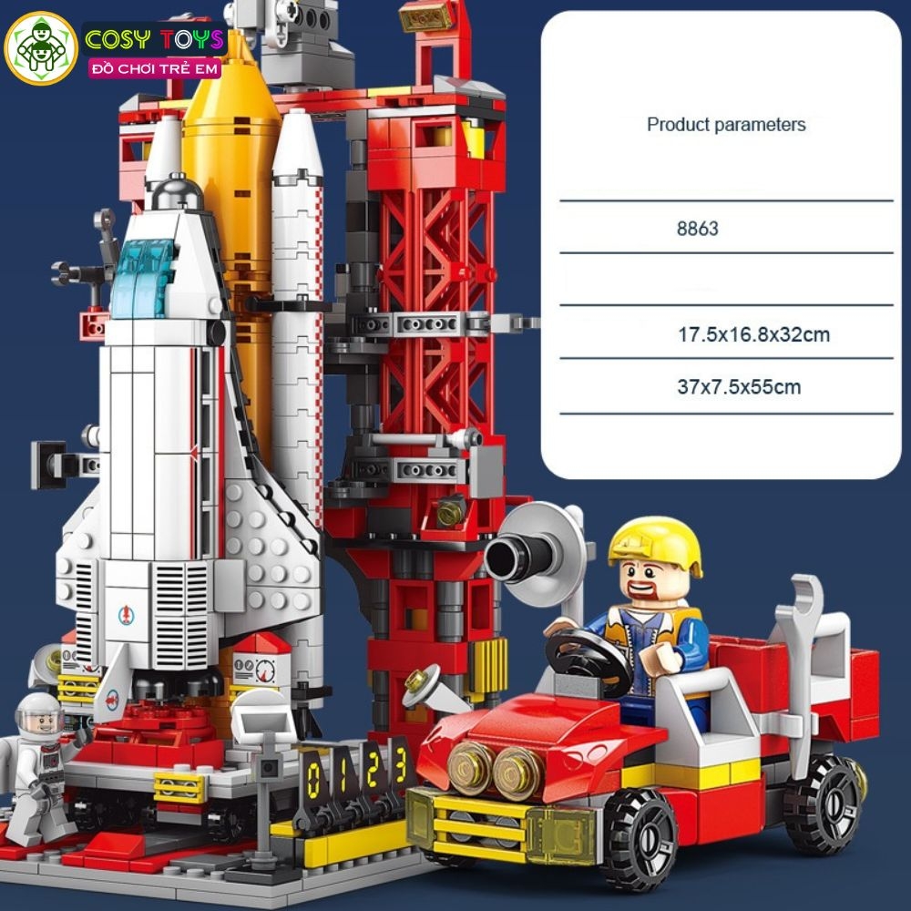 Đồ chơi lắp ghép trạm phóng tàu không gian vũ trụ cùng các tàu thám hiểm với 1059 mảnh ghép
