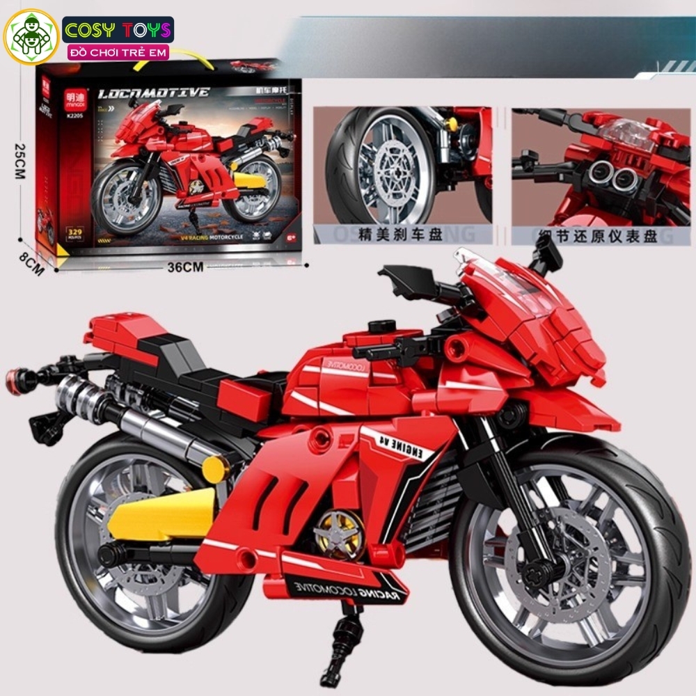 Đồ chơi lắp ghép xếp hình các mẫu xe moto thể thao với 329-341-343 mảnh ghép cho bé