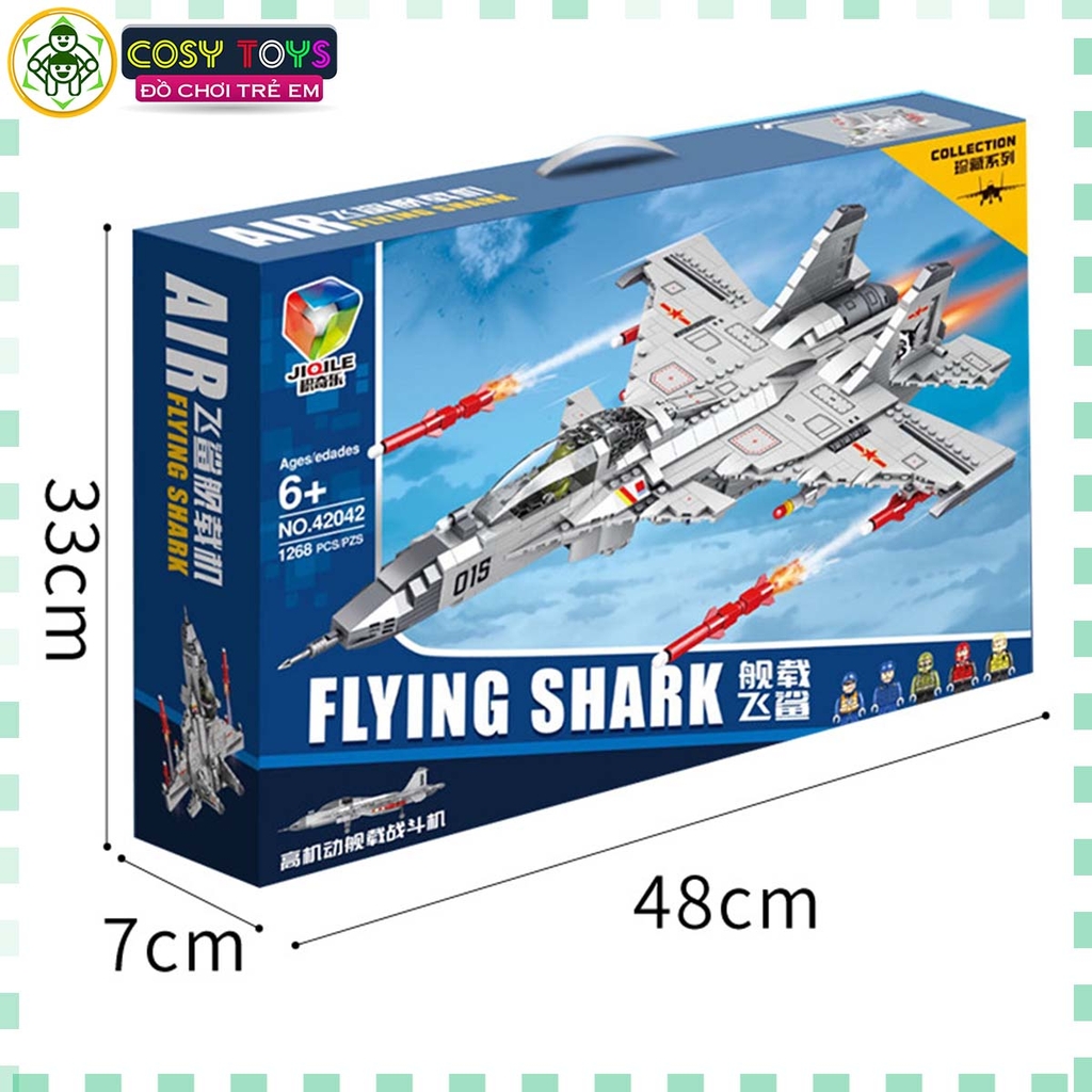 Đồ chơi lắp ghép xếp hình máy bay tiêm kích phản lực J-15 Flying Shark mẫu lớn cao cấp với 1268 mảnh ghép