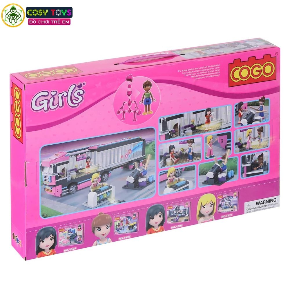 Đồ chơi lắp ghép xếp hình mô hình xe bus hòa nhạc di động Girl Club với 629 mảnh ghép